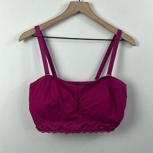 Torrid Curves Pink Unlined 4-Way Stretch Lace Bandeau Bra Womens Size L